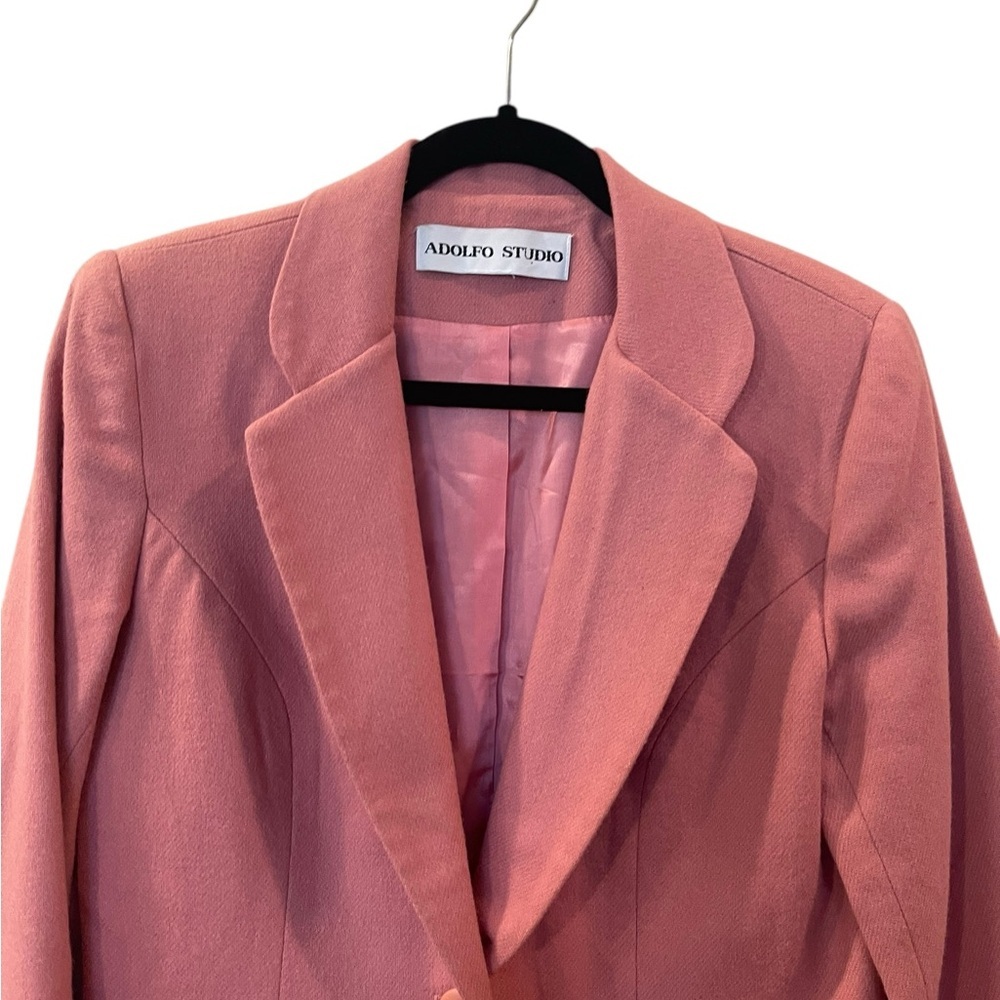Adolfo Studio Women’s One Button Wool Pink Lined Blazer Size: 6 - Picture 3 of 5